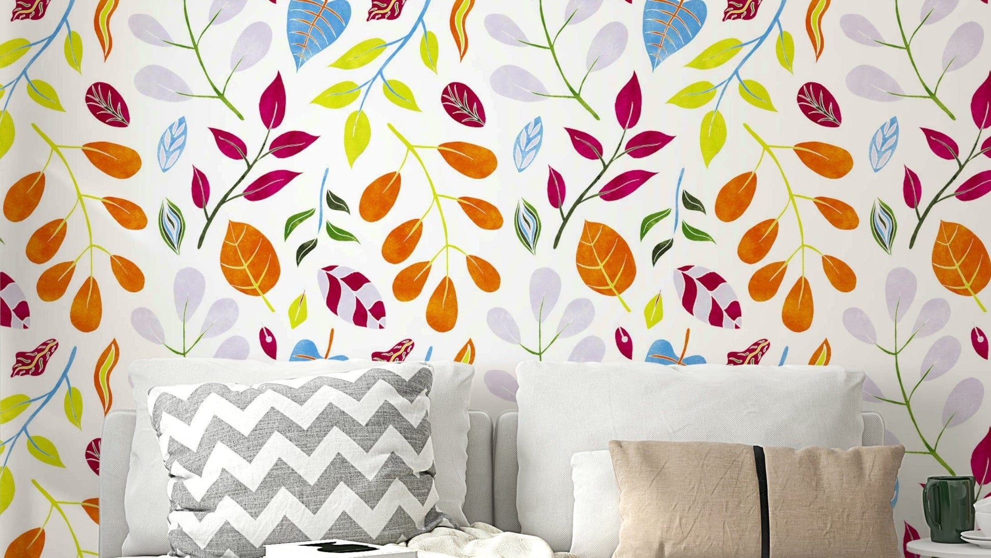 colorful wild garden white wallpaper

