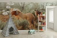 Majestic horses in motion wall design

