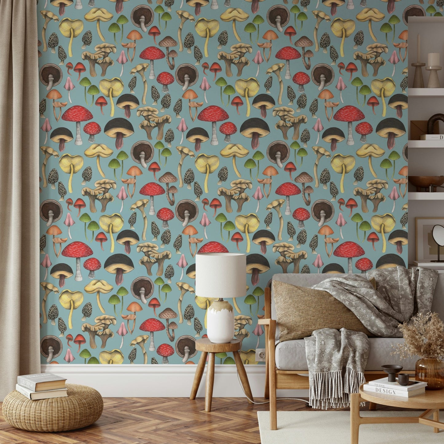 Fun mushroom wallpaper for creative rooms
