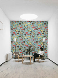 Whimsical mushroom wall mural
