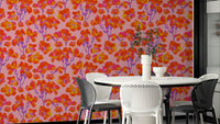 A wall mural of a peaceful floral pattern.


