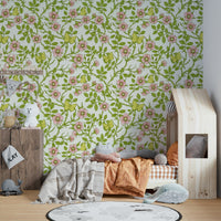 Elegant wild roses and butterflies wallpaper for walls

