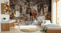 Close up of the detailed mane and realistic textures on the Wild Stallion Wall Mural.