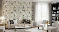 Botanical feature wall in a modern coastal home with light timber accents.