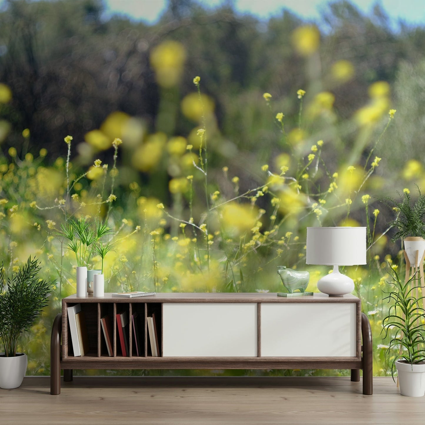 Captures the essence of a tranquil, blooming meadow.
