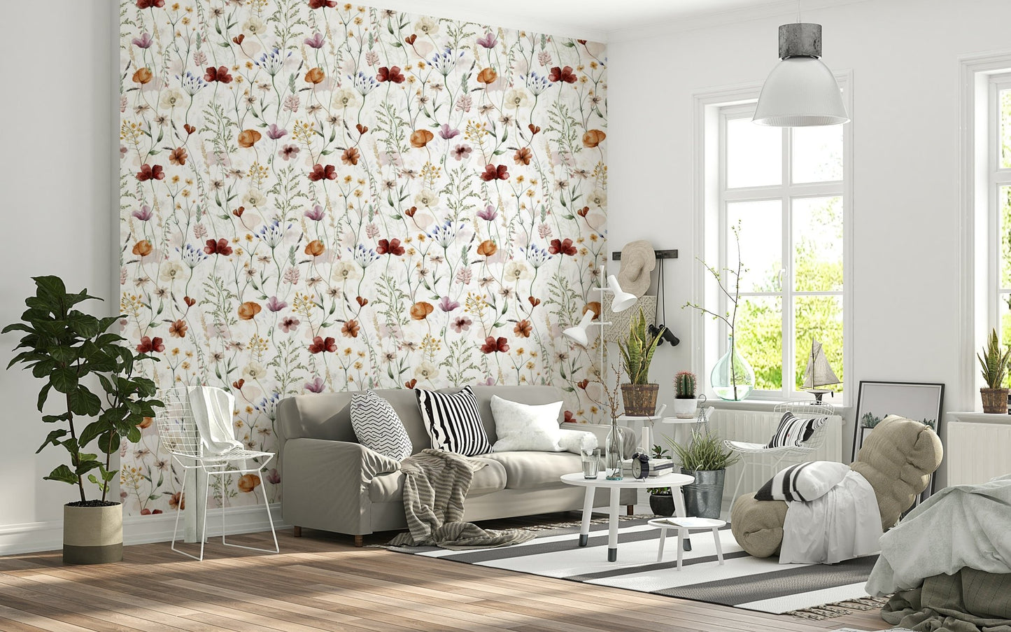 Wildflower Hues peel and stick wallpaper ephemeral floral textile.