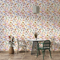 Nature wallpaper featuring wild flowers in ink style

