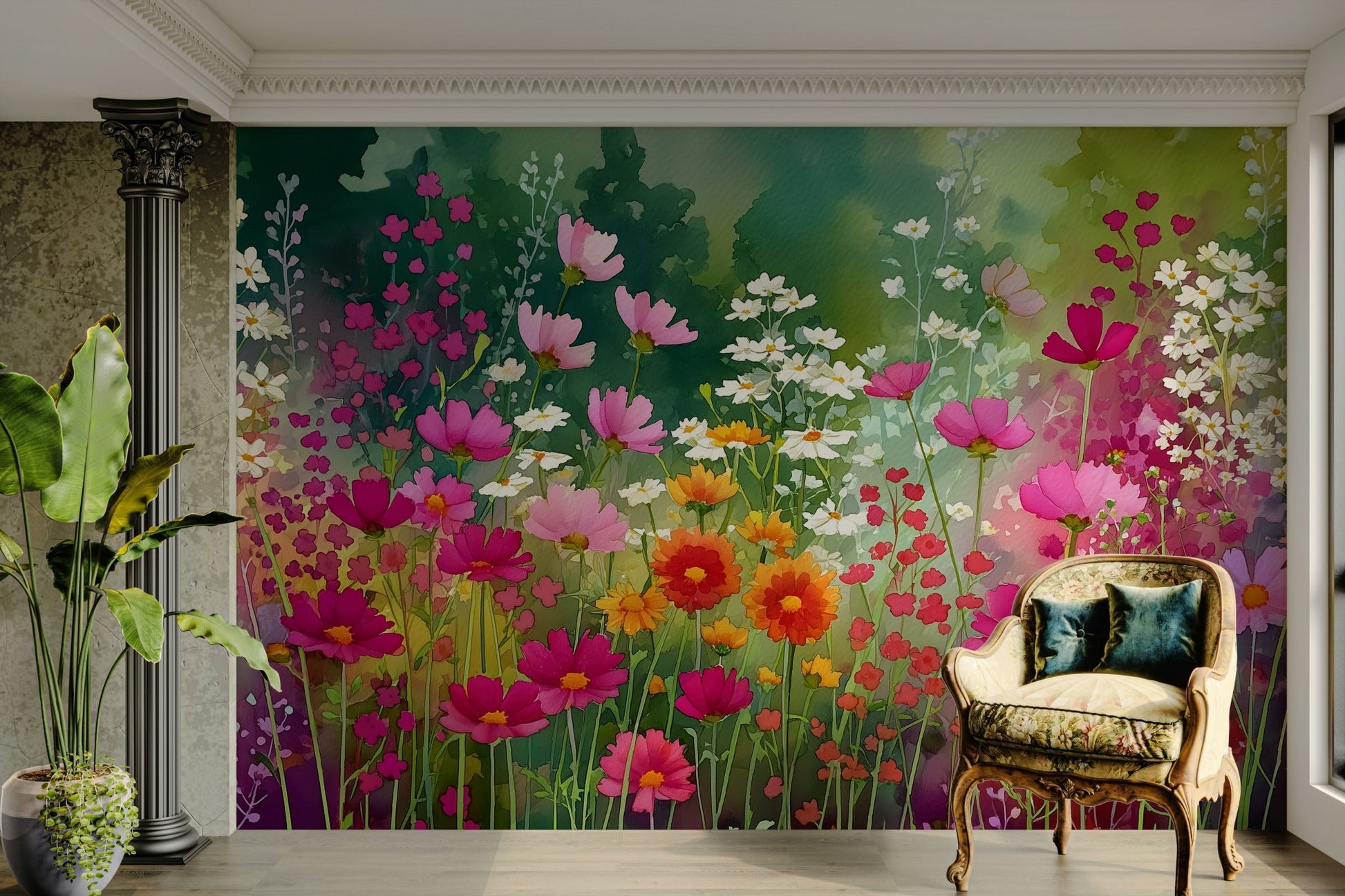 field of flowers art mural

