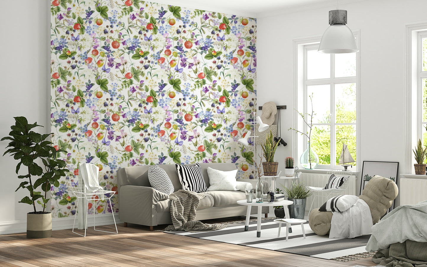 Woodland flower design Wildflower Patch living room paper