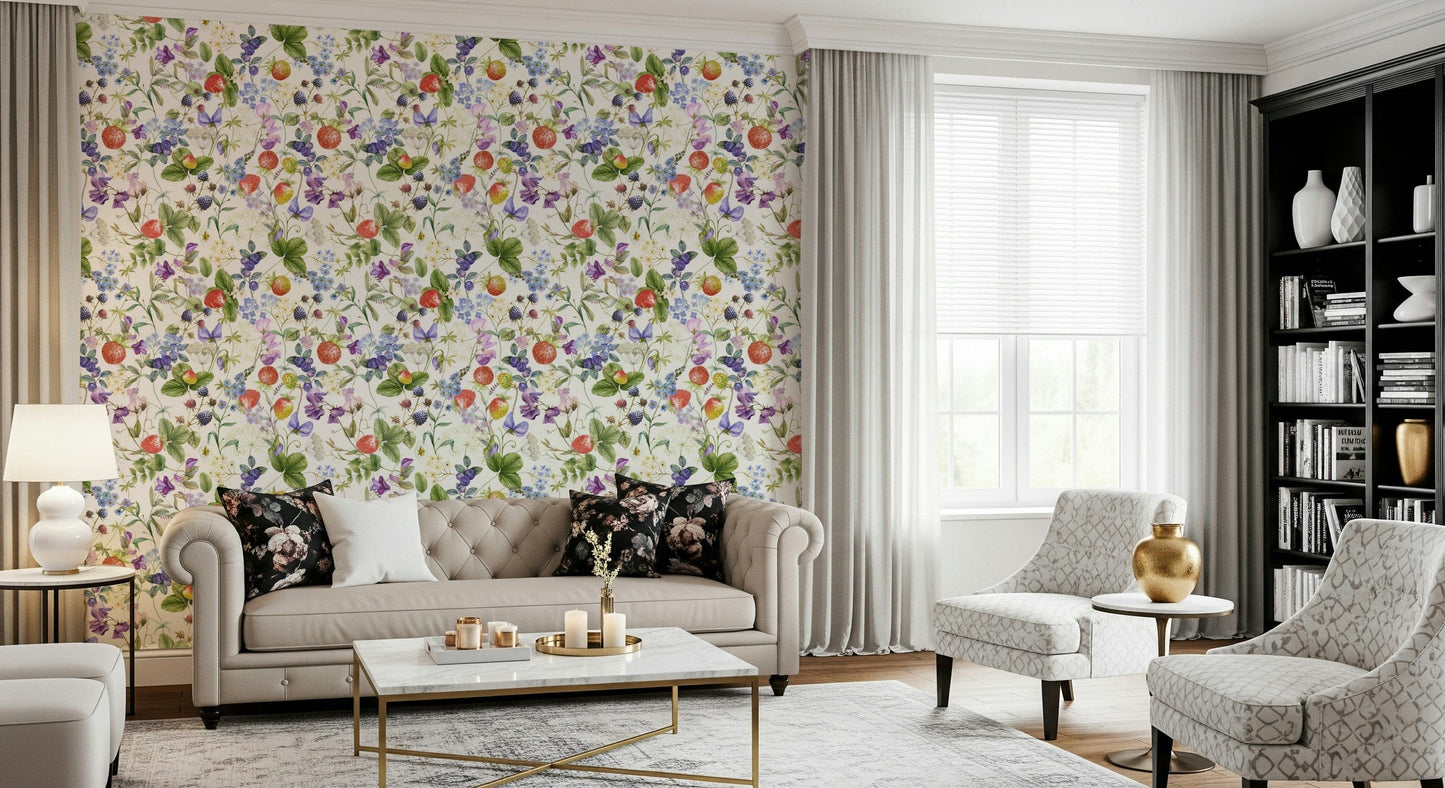 Meadow print Wildflower Patch removable wall covering