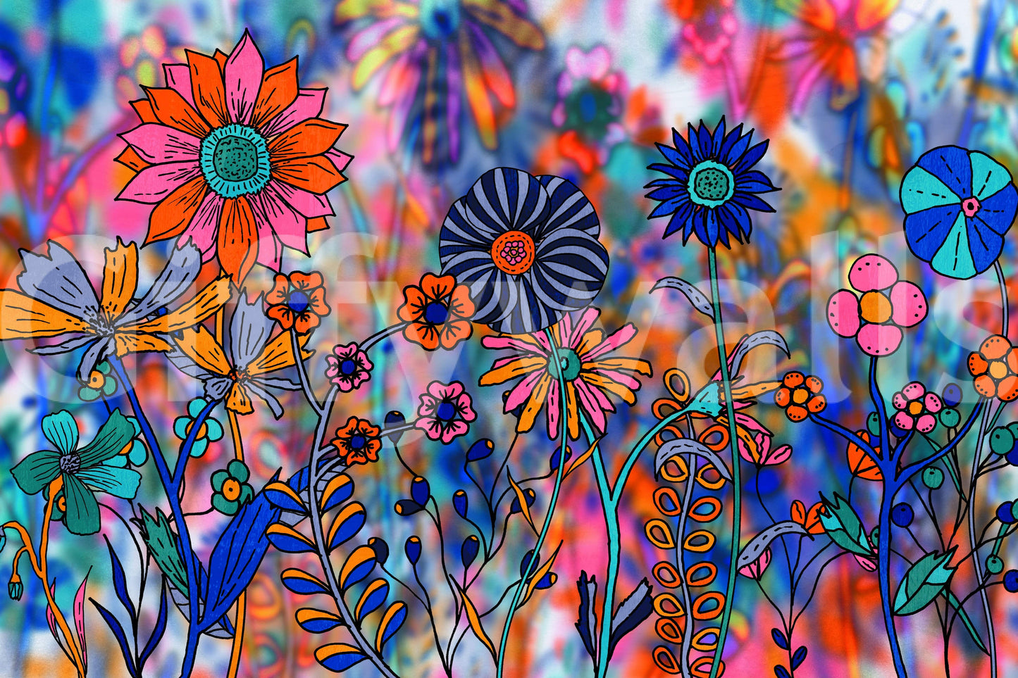 Vibrant Wildflower Wonderland Wall Mural