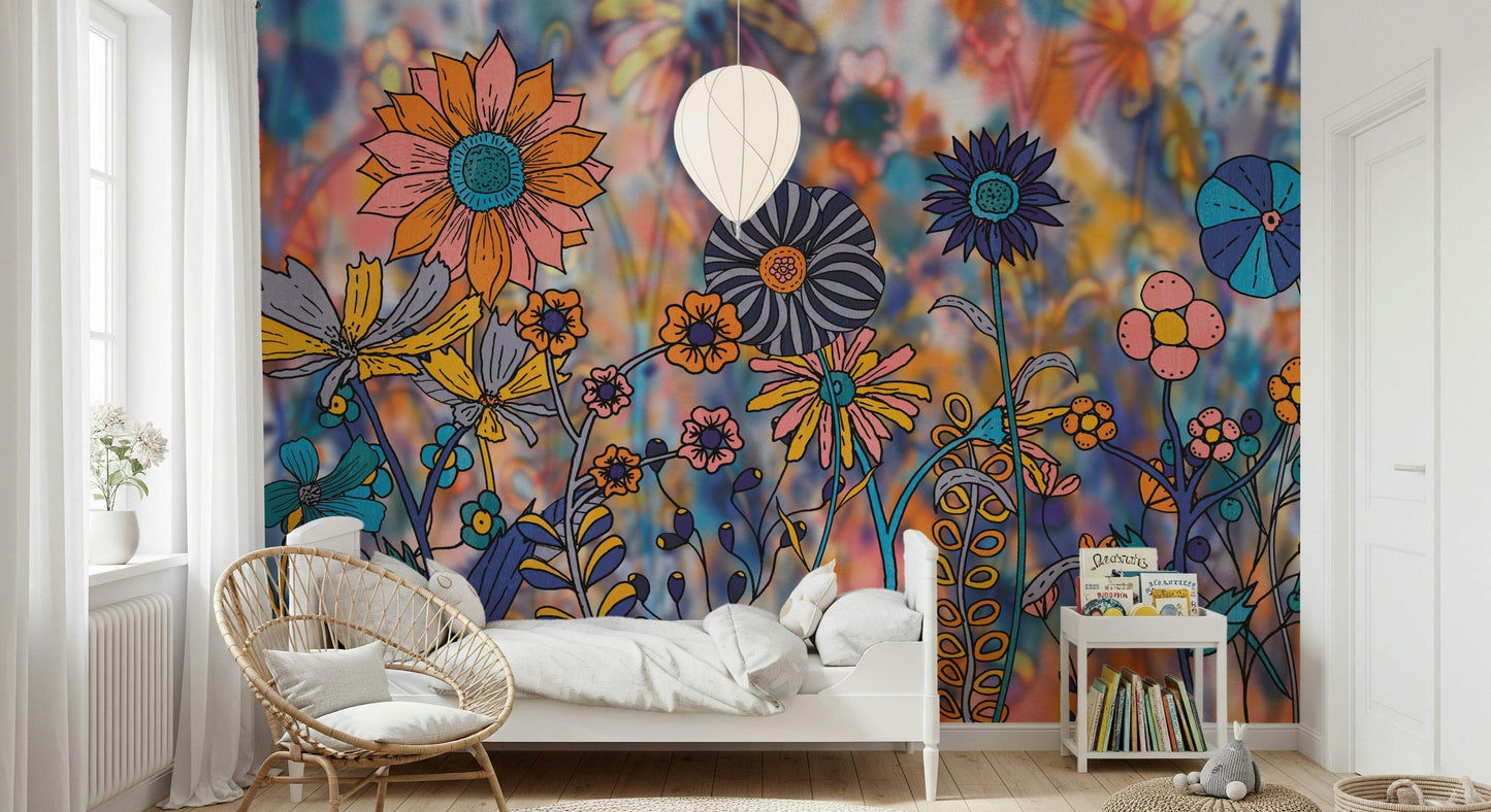 Vibrant Wildflower Wonderland Wall Mural