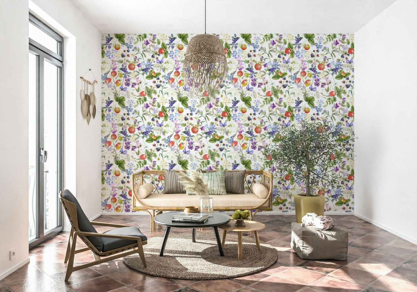 Colorful botanical Wildflower Patch premium wall art