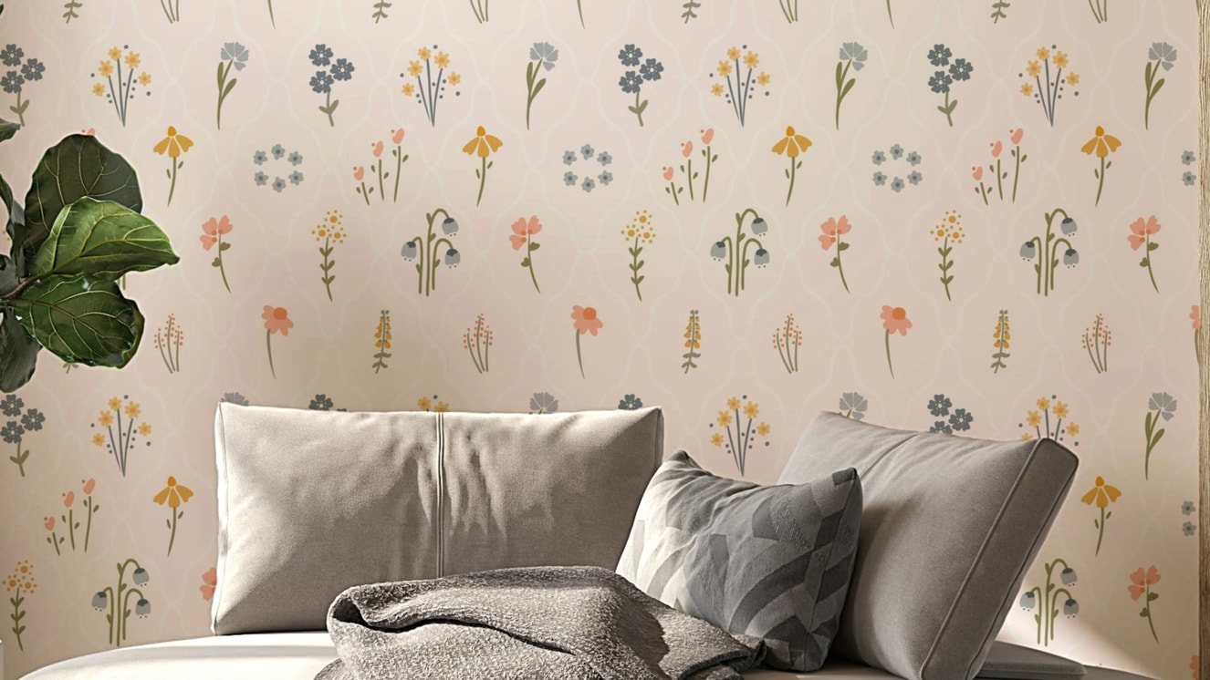 Wildflower patch wall mural for bedrooms


