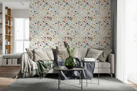 Ethereal Whimsy Meadow background scattered flowers artistic.