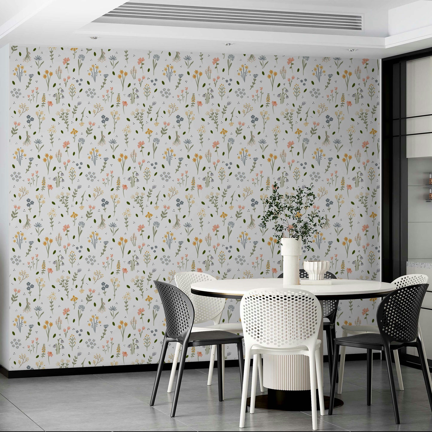 Light floral print wall mural for bedroom

