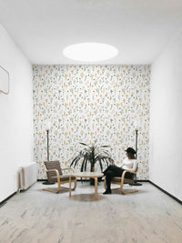 Whimsical flower wall wallpaper design

