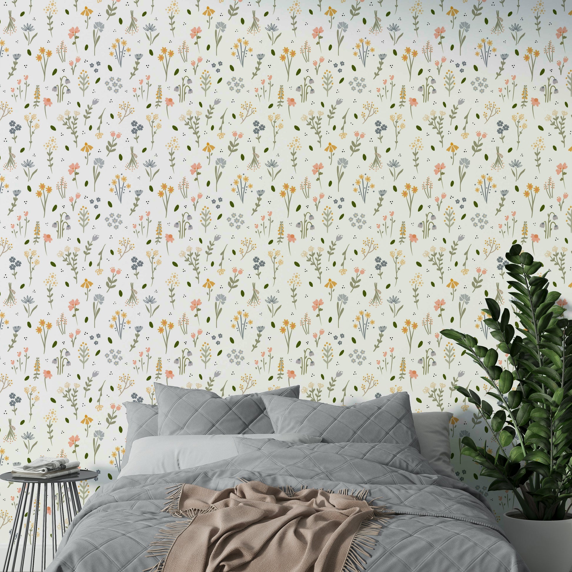 Spring meadow flower wallpaper design

