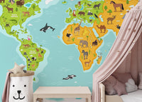 Wildlife Animals World Map Wallpaper - Giffywalls