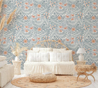 The mural extends across the entire wall, creating a clean backdrop.

