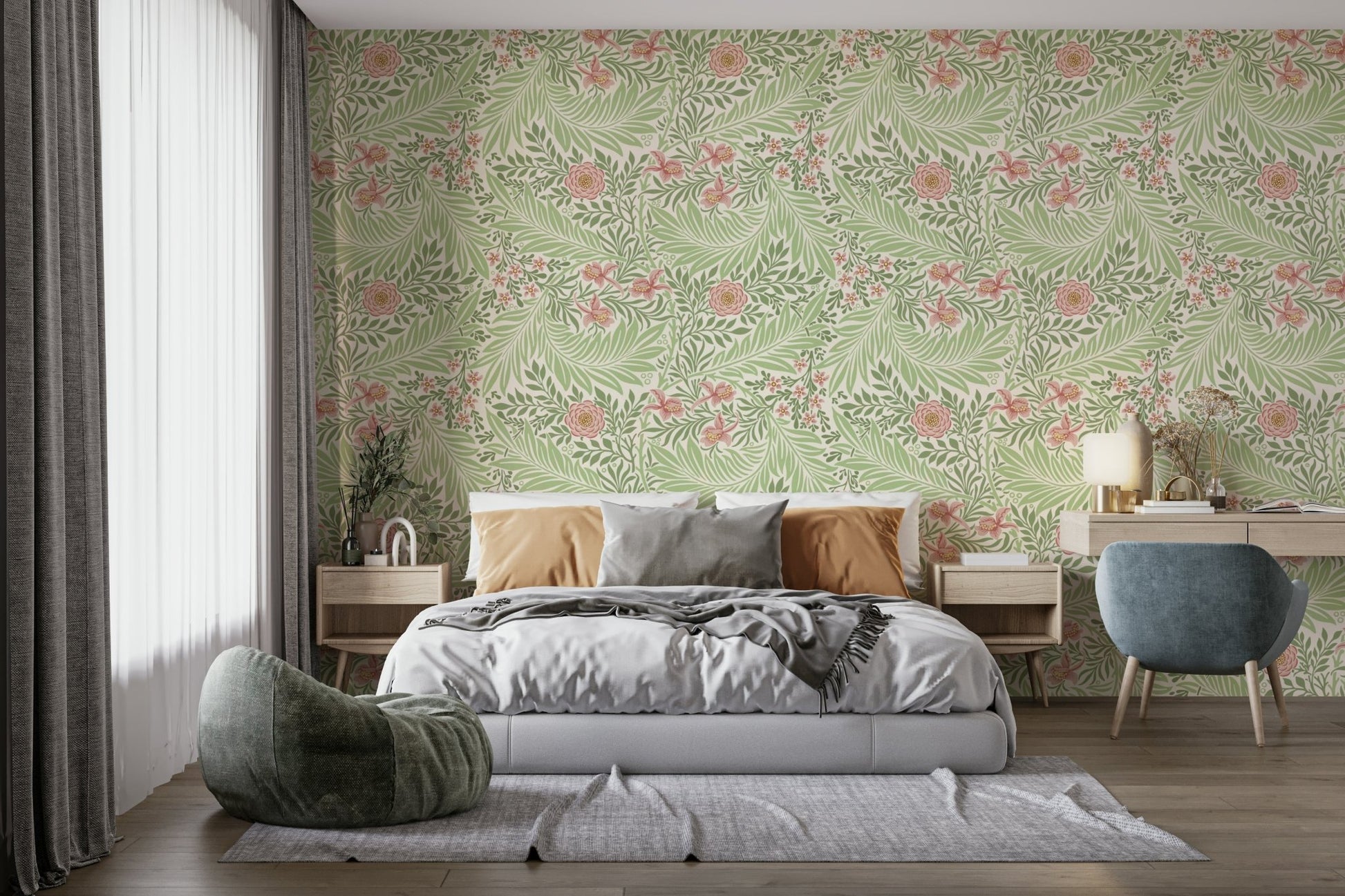 A close-up view shows the fine details of the flowers and vines.

