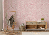The mural extends across the entire wall, creating a clean backdrop.

