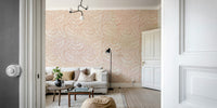 The mural extends across the entire wall, creating a clean backdrop.


