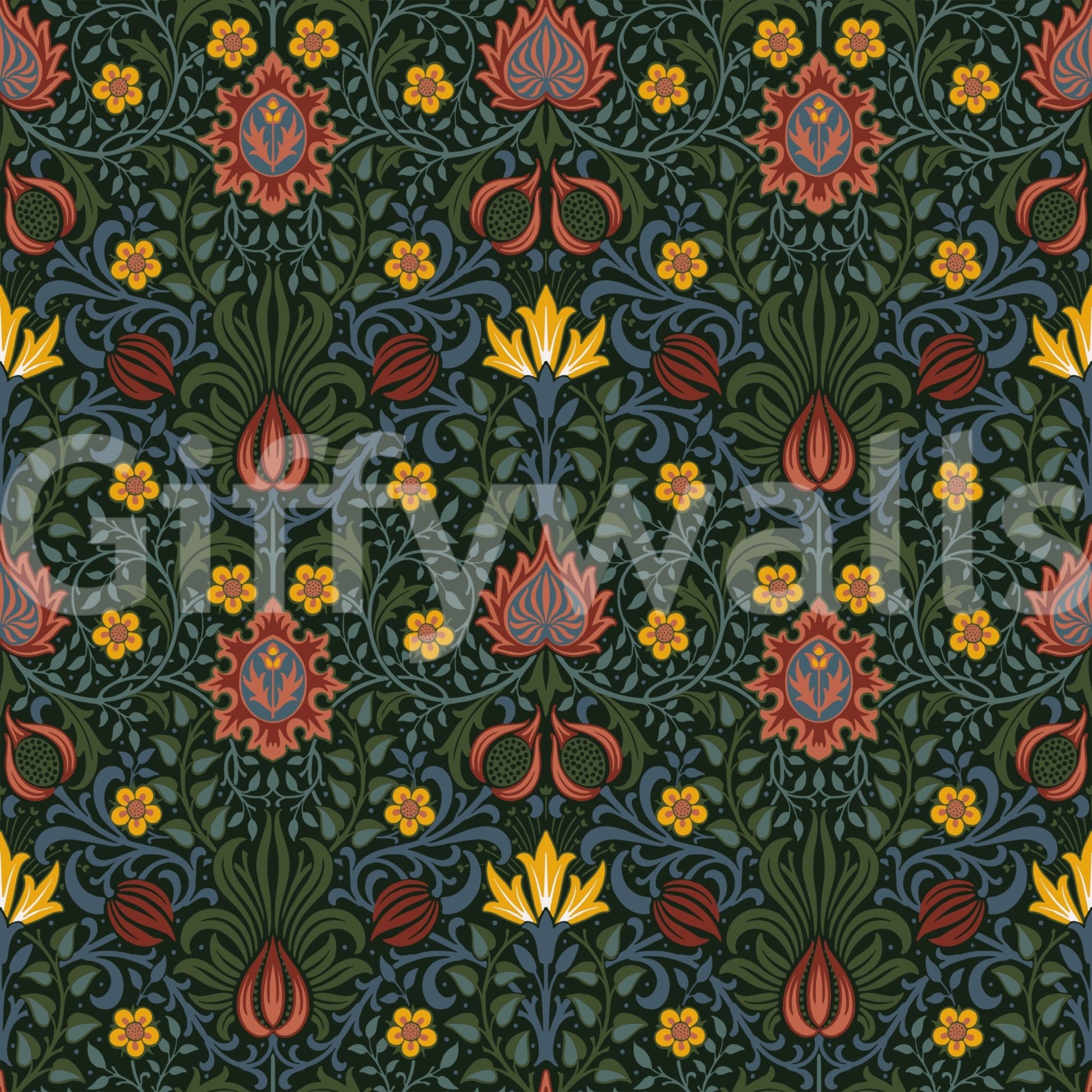 The wallpaper has a smooth, non-reflective matte finish.

