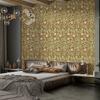 The mural extends across the entire wall, creating a clean backdrop.

