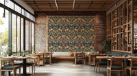 The mural extends across the entire wall, creating a clean backdrop.

