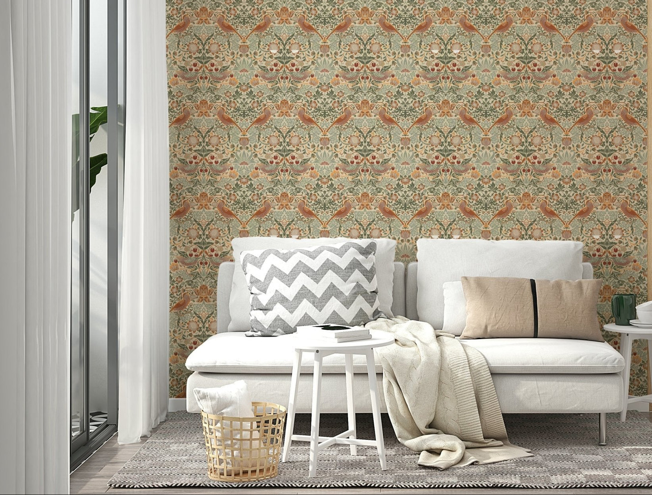 The colors are soft and neutral, with a dominant sand and beige tone.

