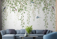 Willow branches and birds wallpaper mural for walls