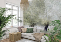 A graceful subtle pattern wall mural in cool, natural tones.