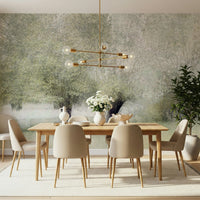 An artistic soft focus mural on minimalist wallpaper.