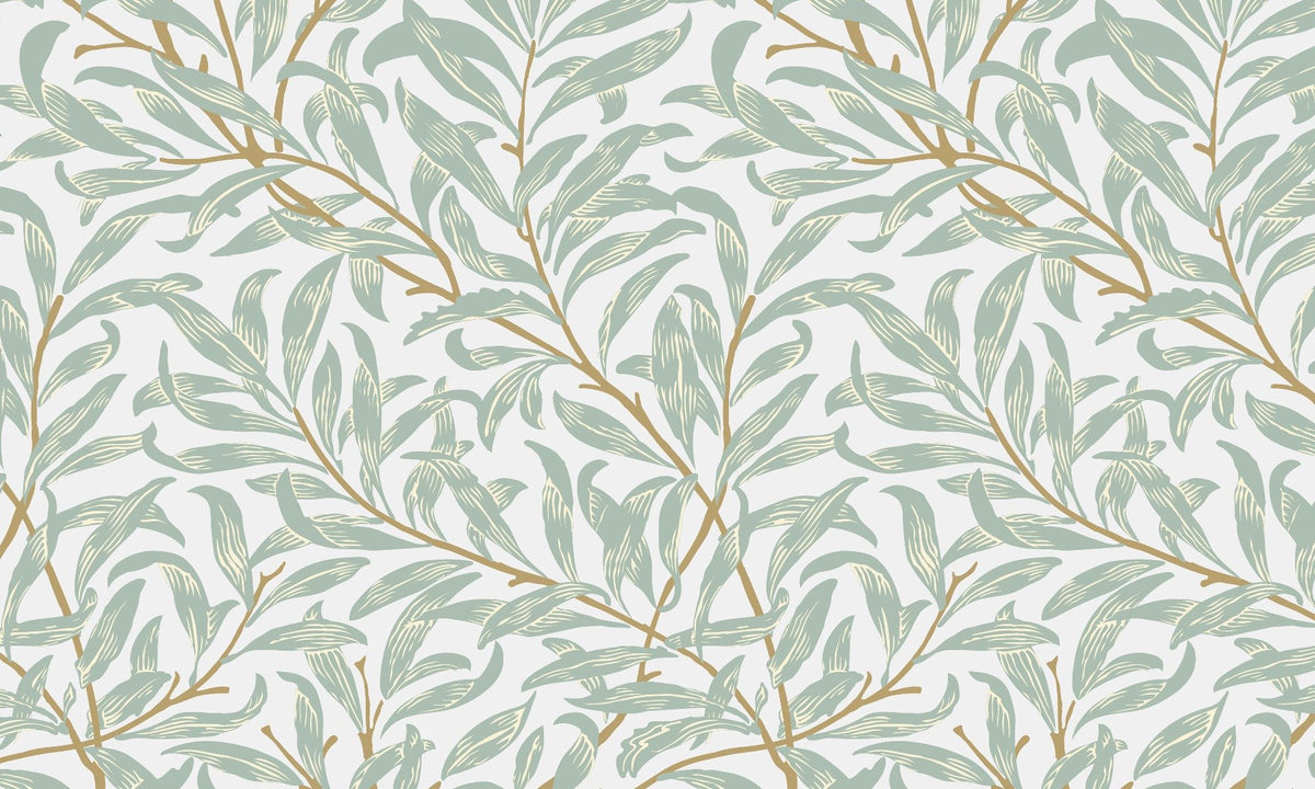 Abstract Green Leaves Wallpaper Murals in your room — zoomed