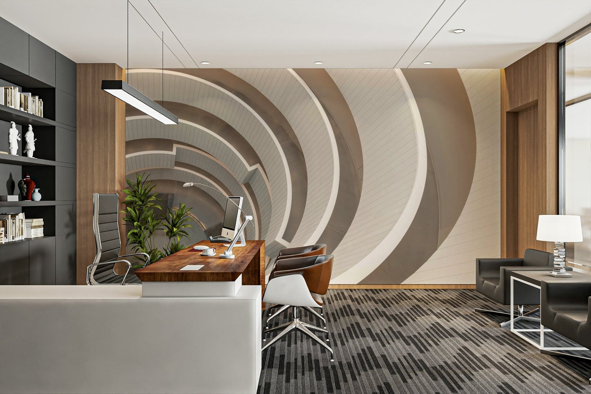 Winding stair depth effect wallpaper

