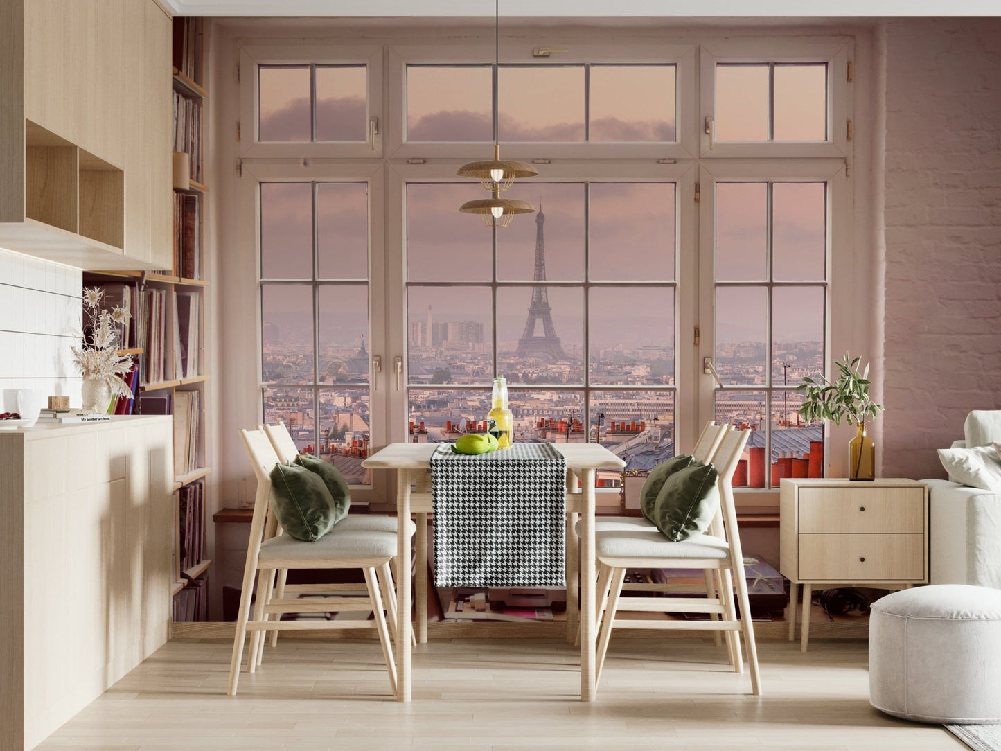 Window to Paris peel and stick wallpaper depicting French apartment views.