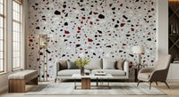 A calming abstract design wallpaper mural that defines a space.
