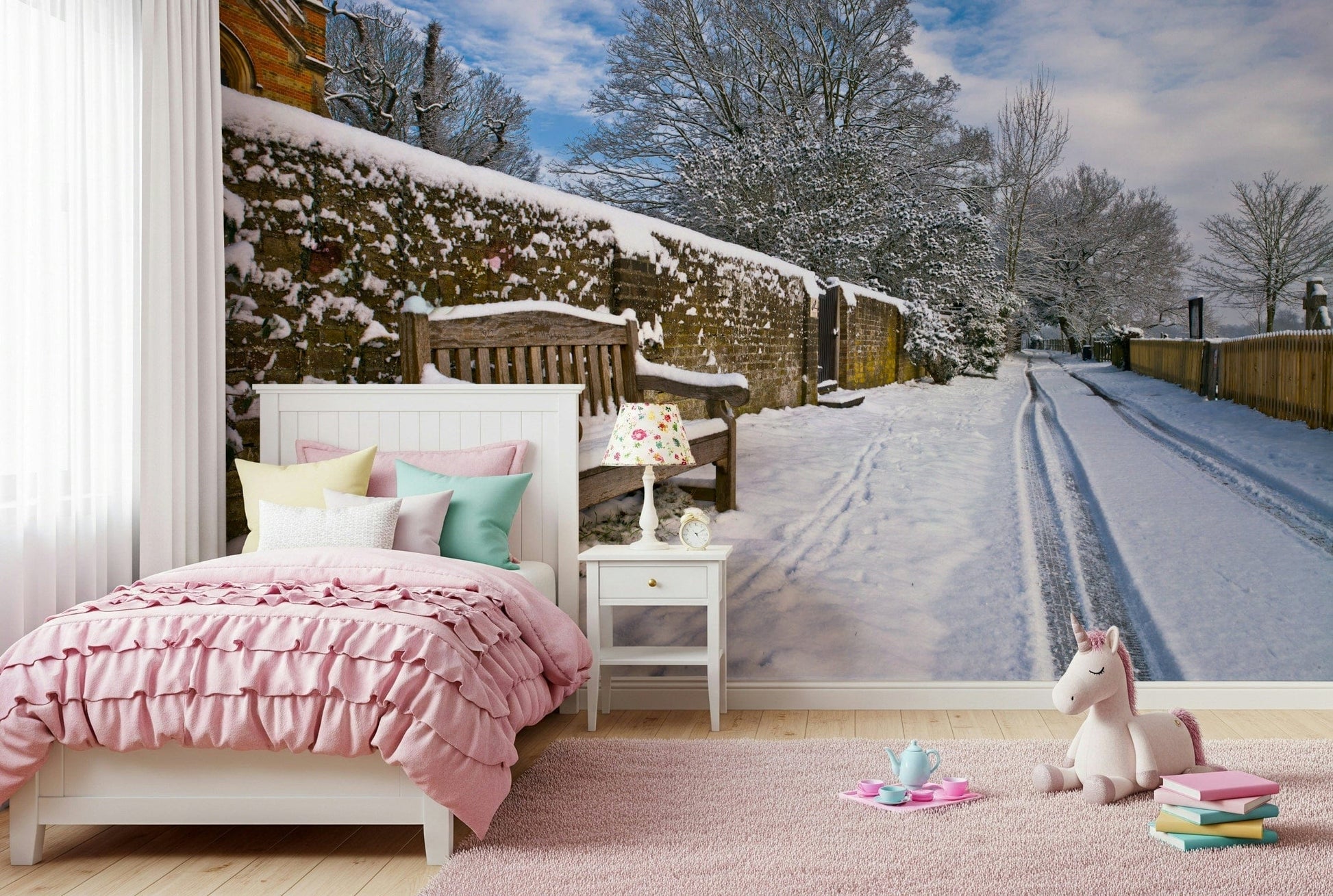 Winter Retreat Mural Cold landscape showing a heavy layer of fresh snowfall.