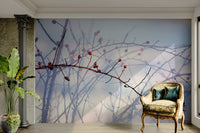 Soft-focus berry mural wallpaper
