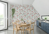 Elegant botanical Winter Bloom Watercolor wall covering.