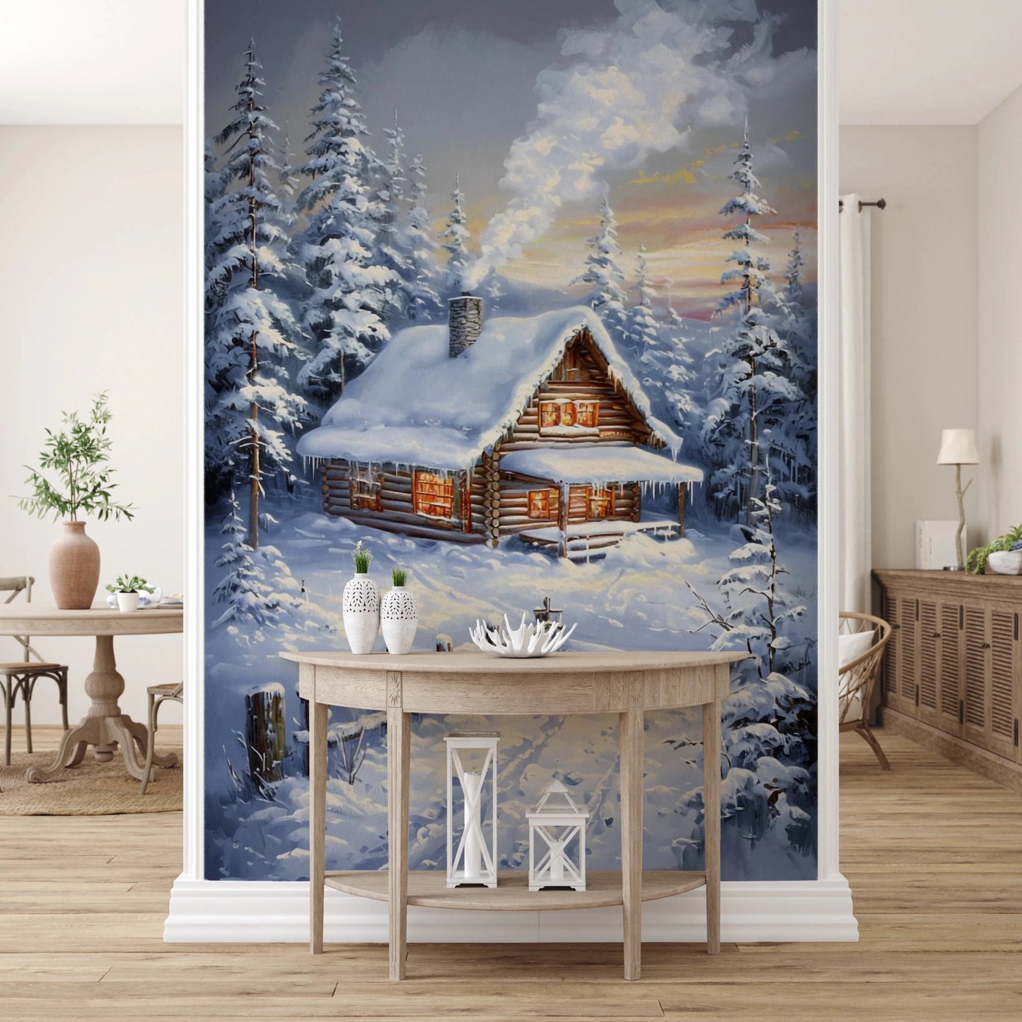 Winter Cabin Retreat Wall Mural