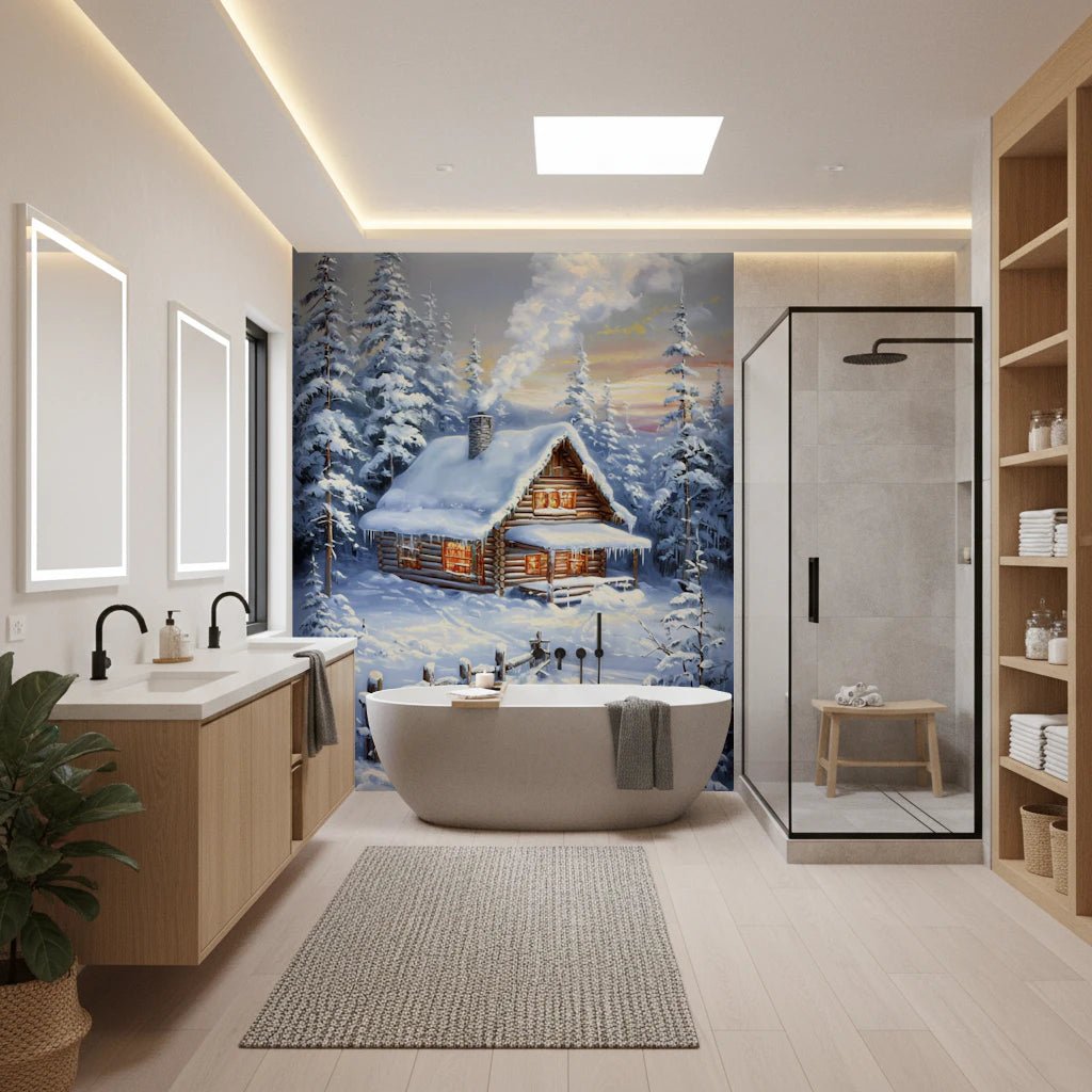 Winter Cabin Retreat Wall Mural