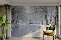 A close-up of the delicate buildings and snow.

