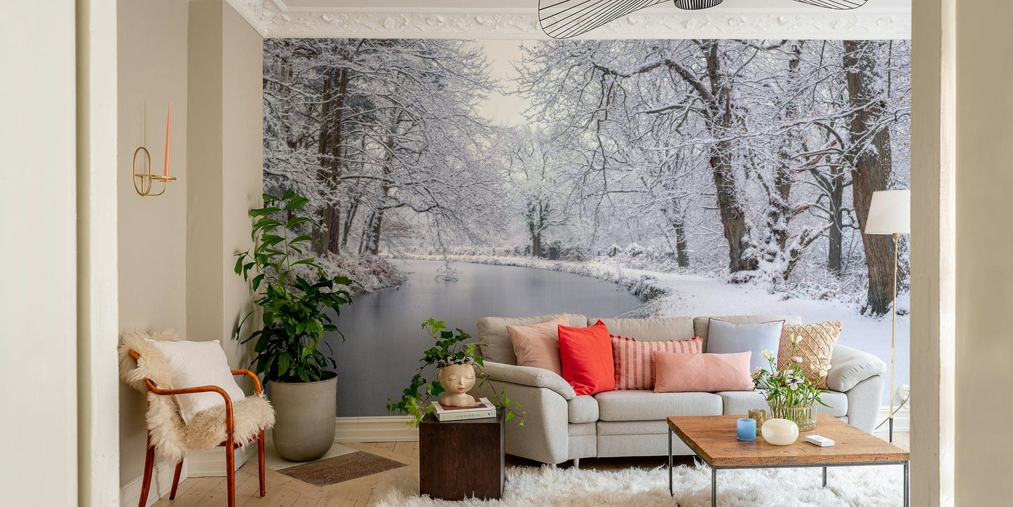 The mural has a soft, graceful feel.

