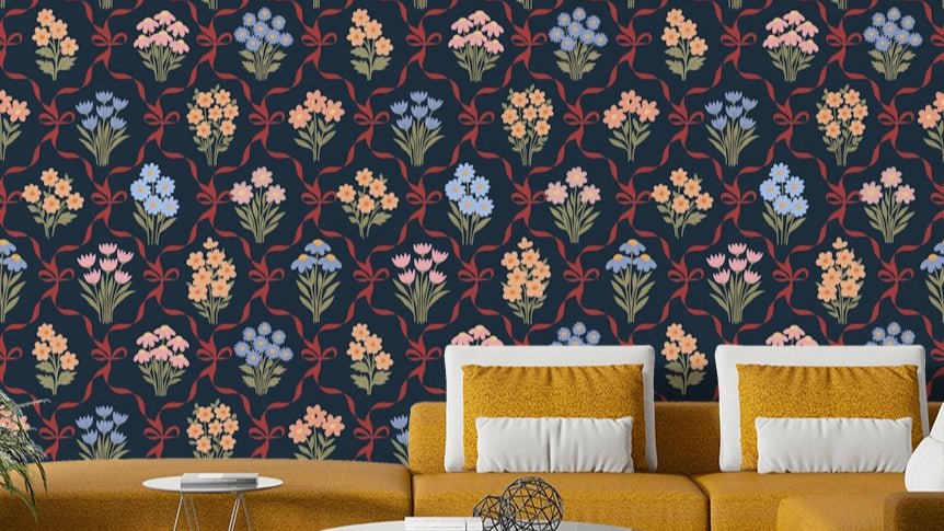 Winter cottagecore floral bouquet wallpaper
