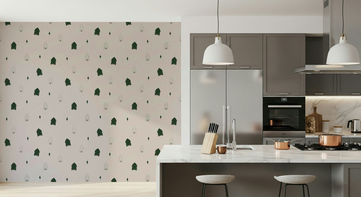 Winter forest scene wallpaper featuring frosted trees and calm, quiet vibes.