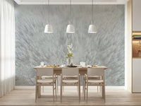 Frosted pine wall mural, snowy tree texture, elegant light gray winter wall design.