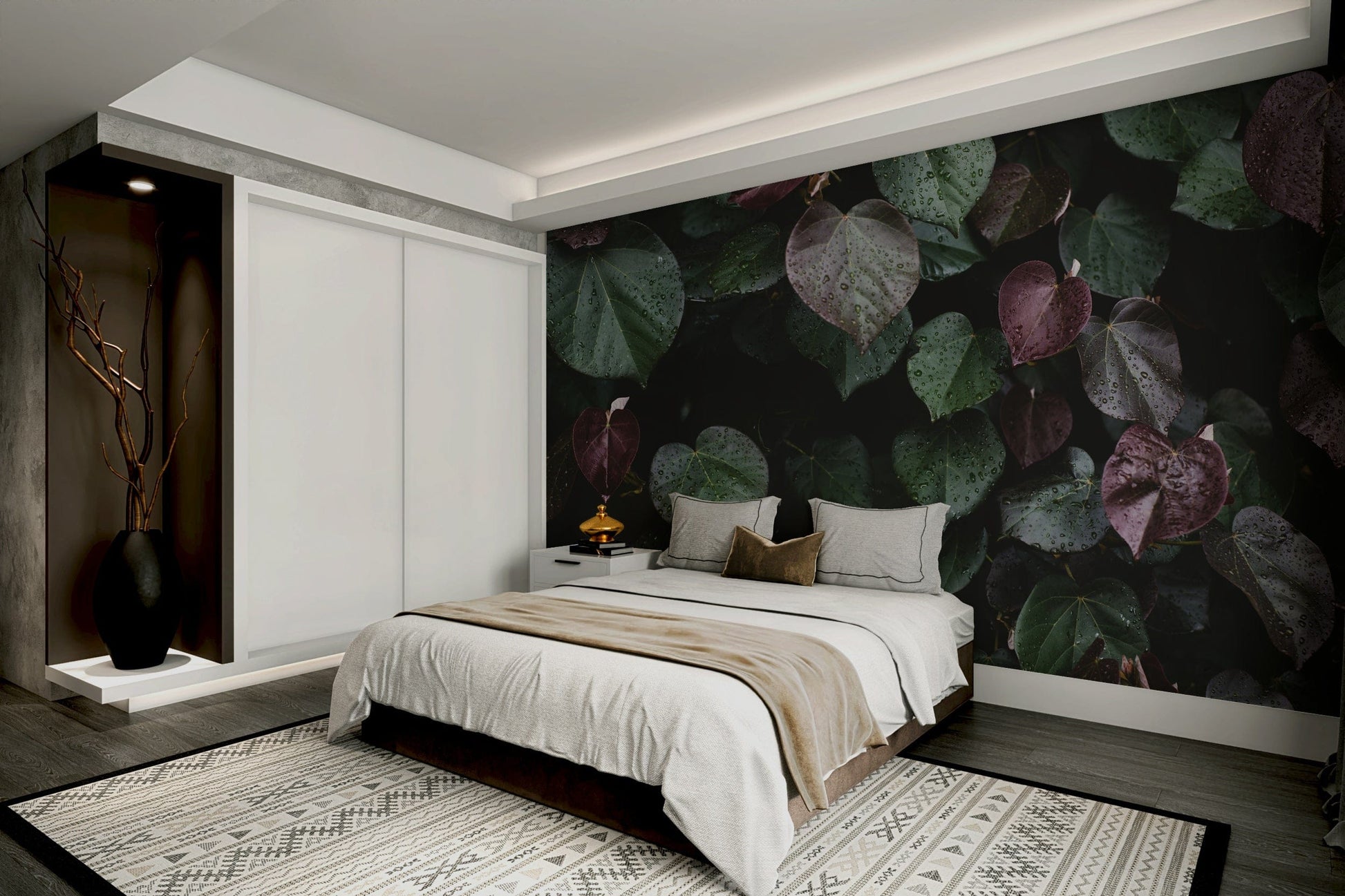 A high-angle view of the wall mural in a large space.

