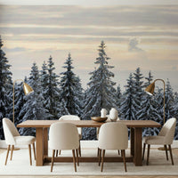 Winter Pine Serenity photo wallpaper evergreen trees landscape.